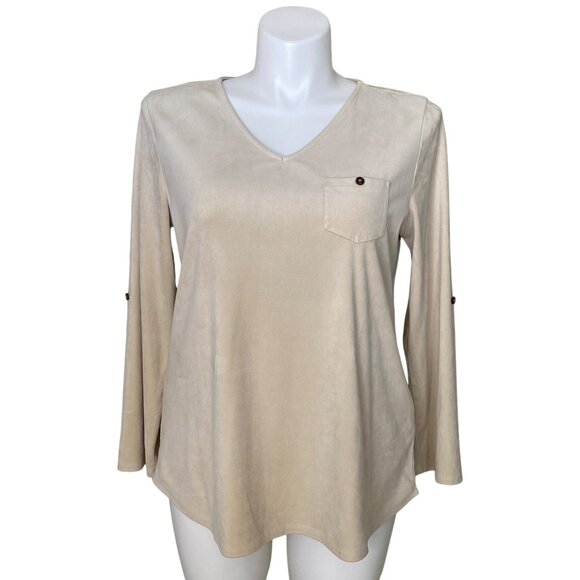 Soft Surroundings Maddox Ultra Soft Tunic Top, Soft Taupe Women's Size L - Picture 1 of 8